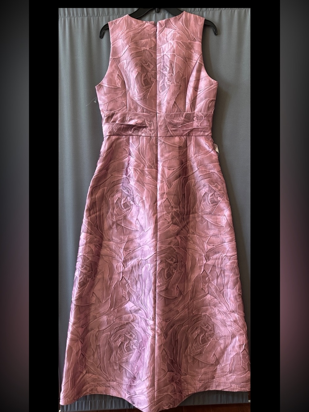Kay Unger Mauve Pink Rose Jacquard V-Neck Maxi Gown, sz 12, new - Picture 9 of 13